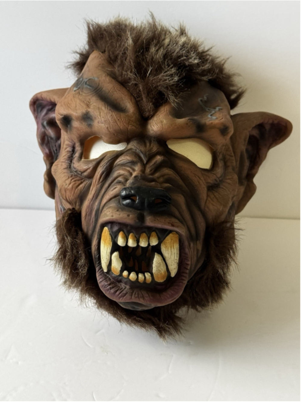 2008 Disguise Werewolf Mask Halloween Wolf Monster Faux Fur Costume Brown